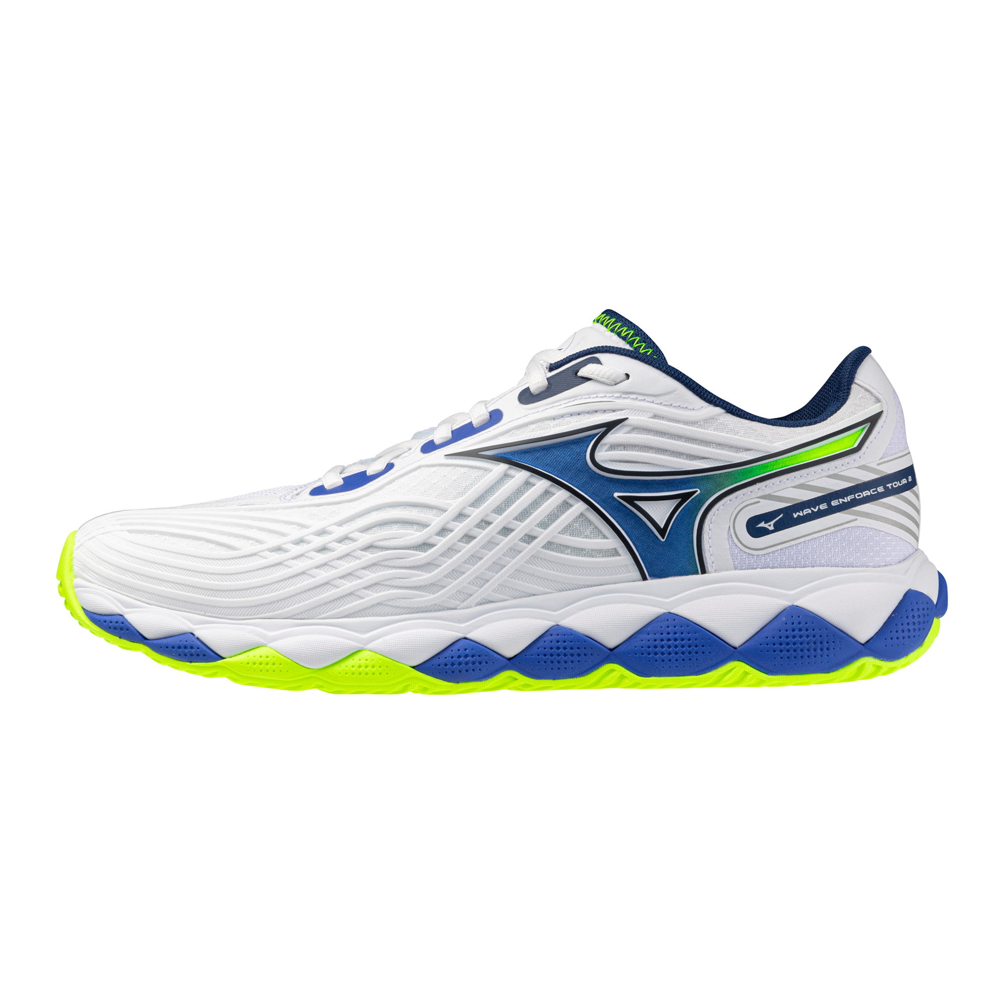 Mizuno Wave Enforce Tour 2 AC Men's Tennis Shoe - White and Dazzling Blue