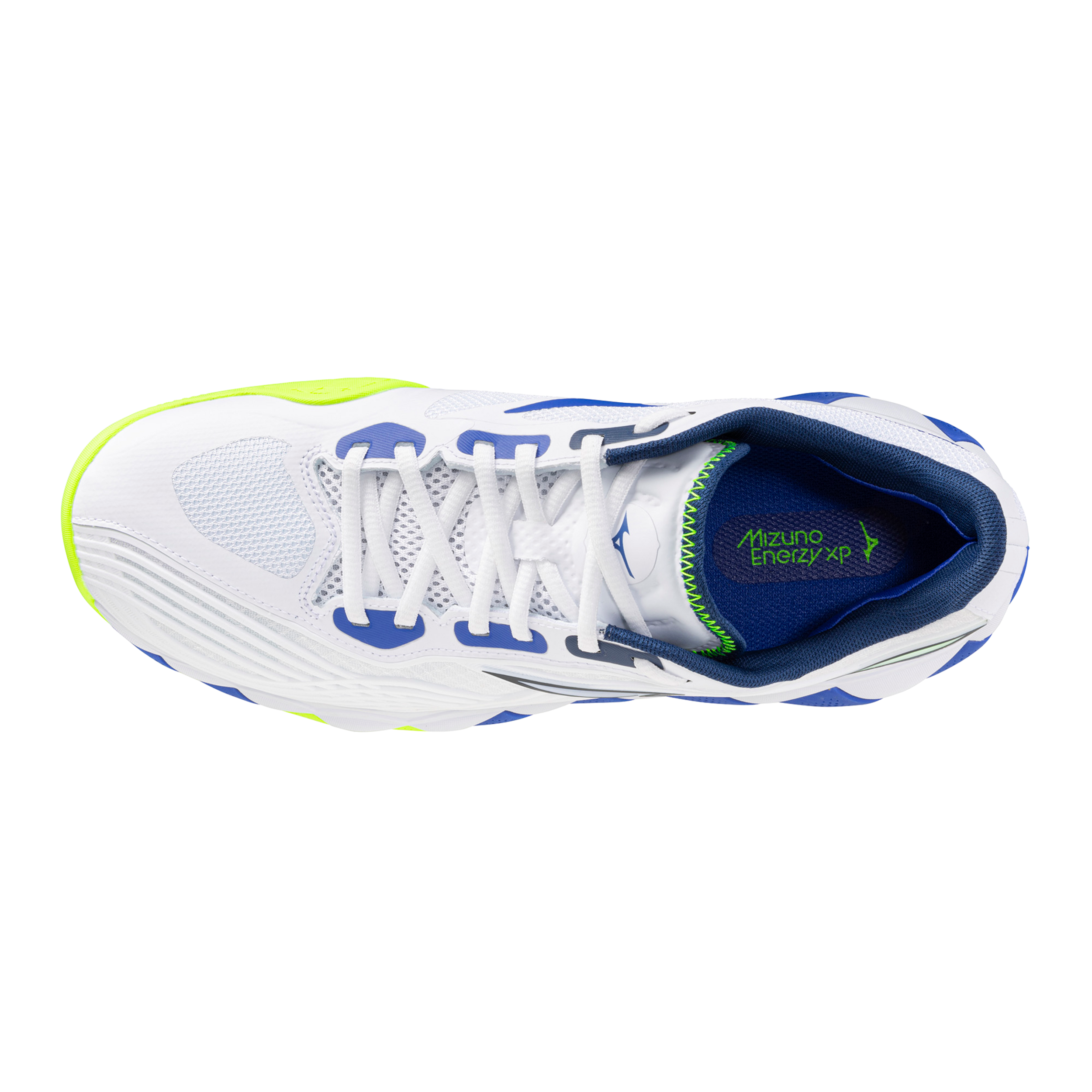 Chaussures de tennis Mizuno Wave Enforce Tour 2 AC pour hommes - Blanc et bleu éclatant