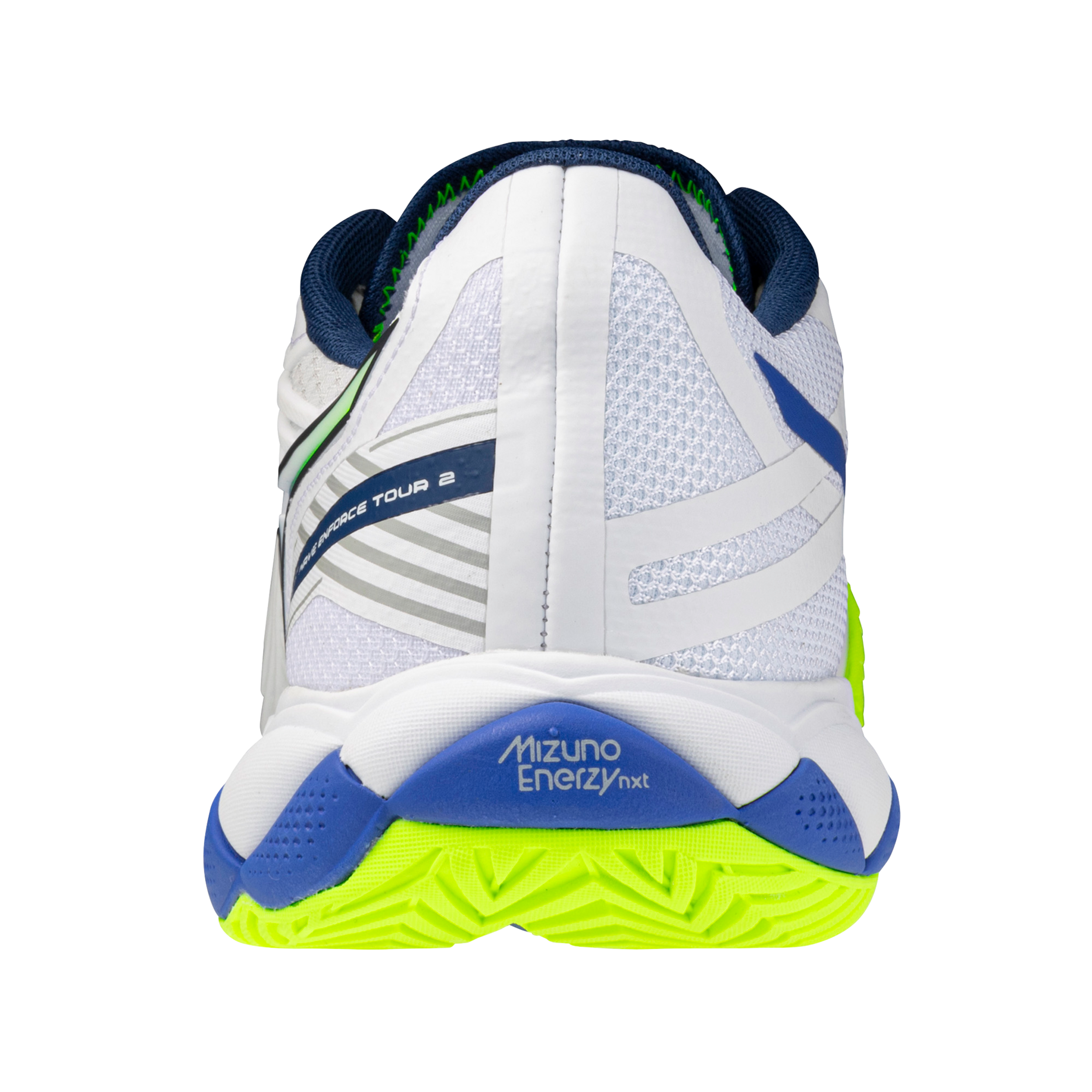 Chaussures de tennis Mizuno Wave Enforce Tour 2 AC pour hommes - Blanc et bleu éclatant
