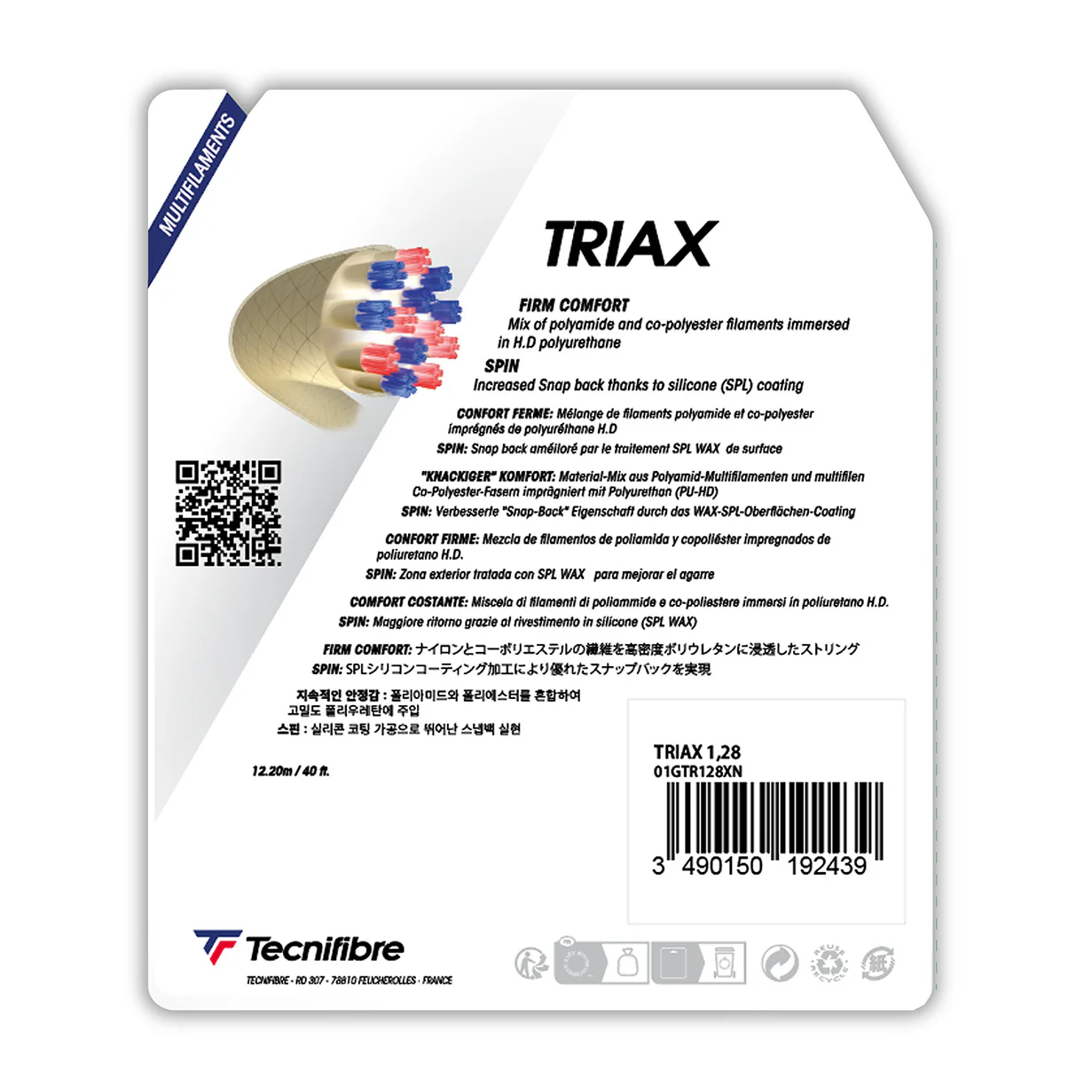 Corde de tennis Tecnifibre Triax 17/1.28 Naturel