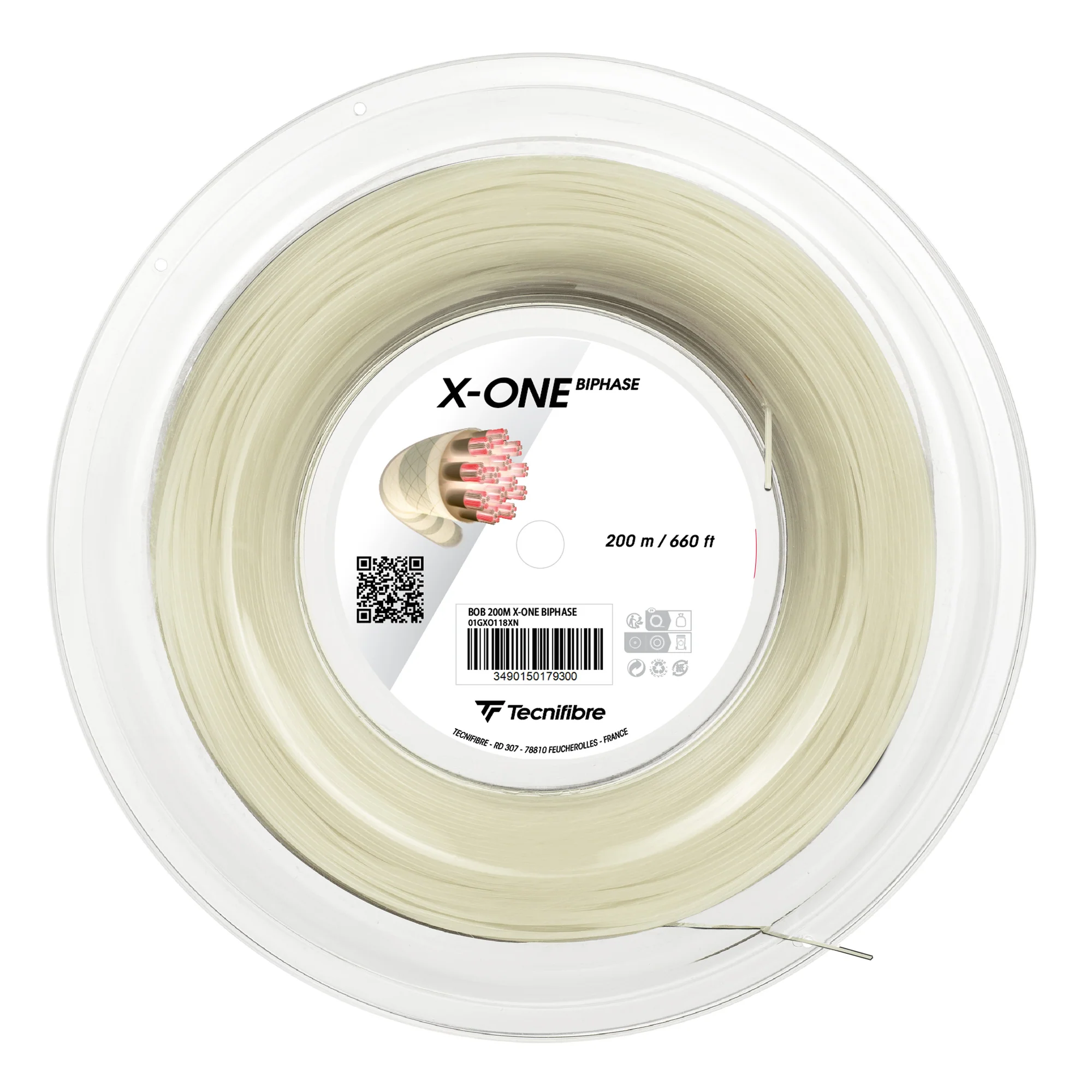Tecnifibre X-One Biphase Coil 17/1.24 Natural Tennis String Reel