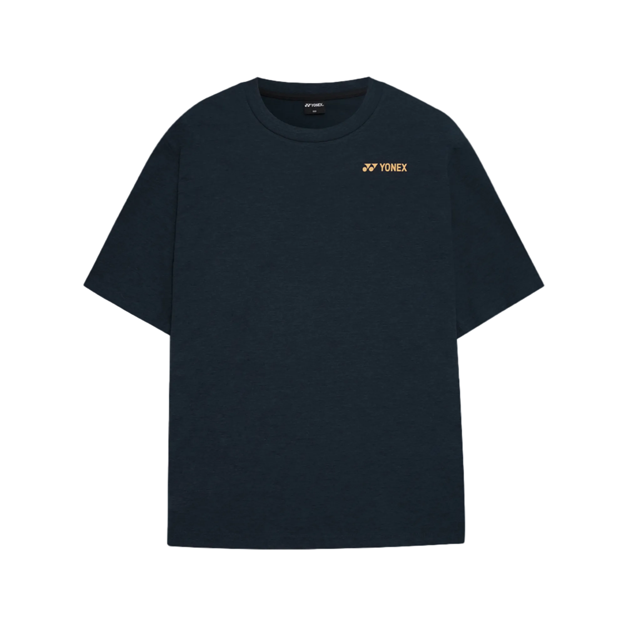 Black t-shirt with Yonex logo on a white background
