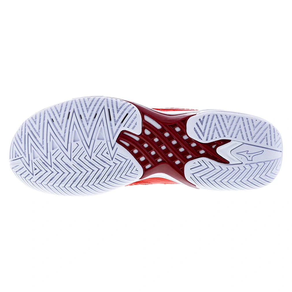 Chaussures de tennis Mizuno Wave Exceed Tour 7 AC pour hommes - Rouge ardent-Blanc (1R00)