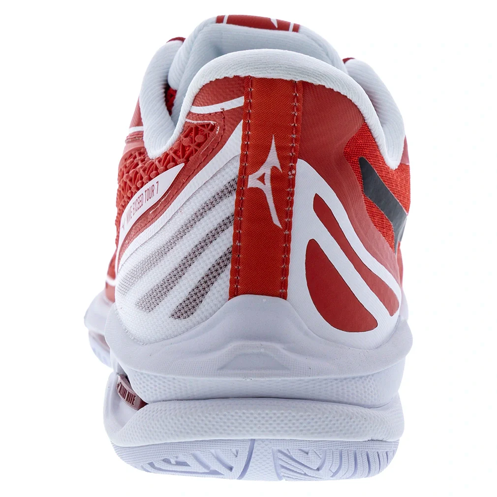 Chaussures de tennis Mizuno Wave Exceed Tour 7 AC pour hommes - Rouge ardent-Blanc (1R00)