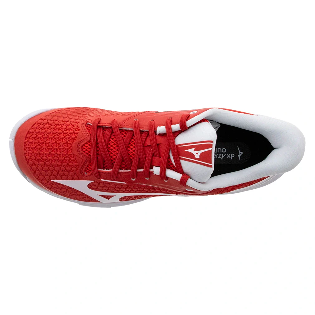 Chaussures de tennis Mizuno Wave Exceed Tour 7 AC pour hommes - Rouge ardent-Blanc (1R00)