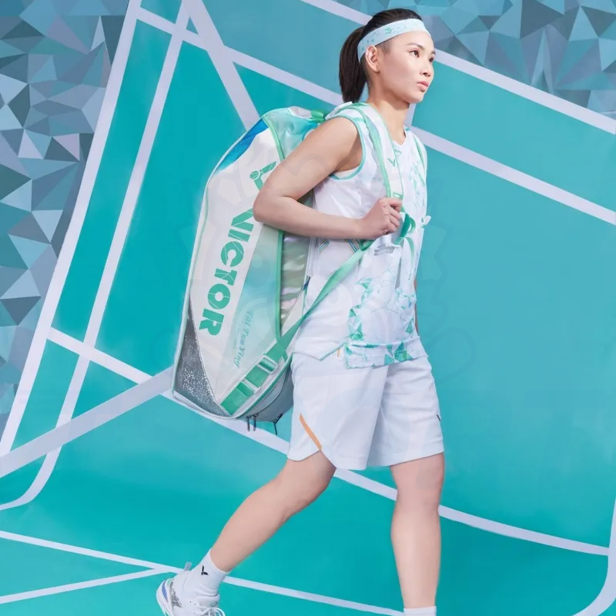 Victor x Tai Tzu Ying Tribute Collection 6-Piece Racket Bag BR5233TT-AR - Bright White / Cockatoo Green / Turquoise