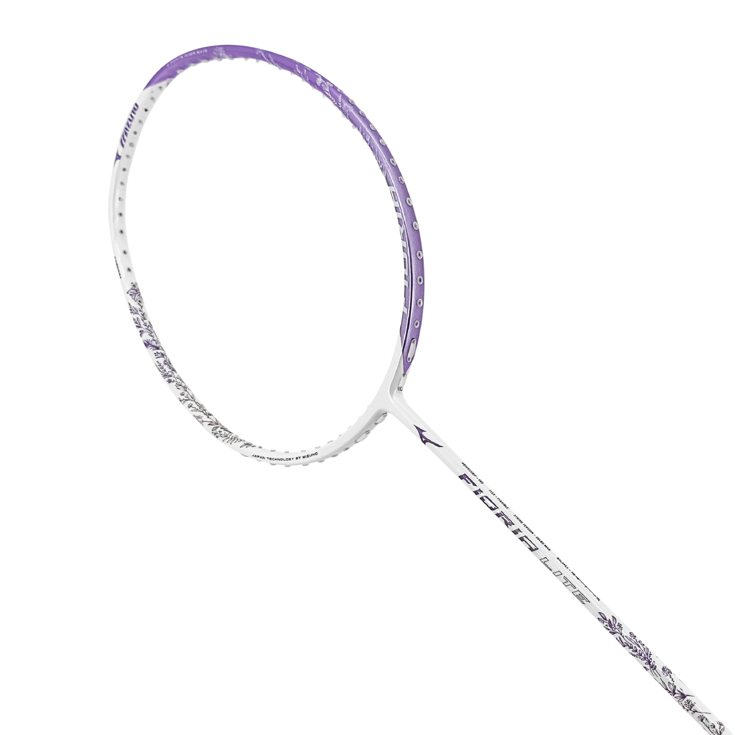 Raquette de badminton Mizuno Fioria Lite - Blanc nacré/Lueur lavande