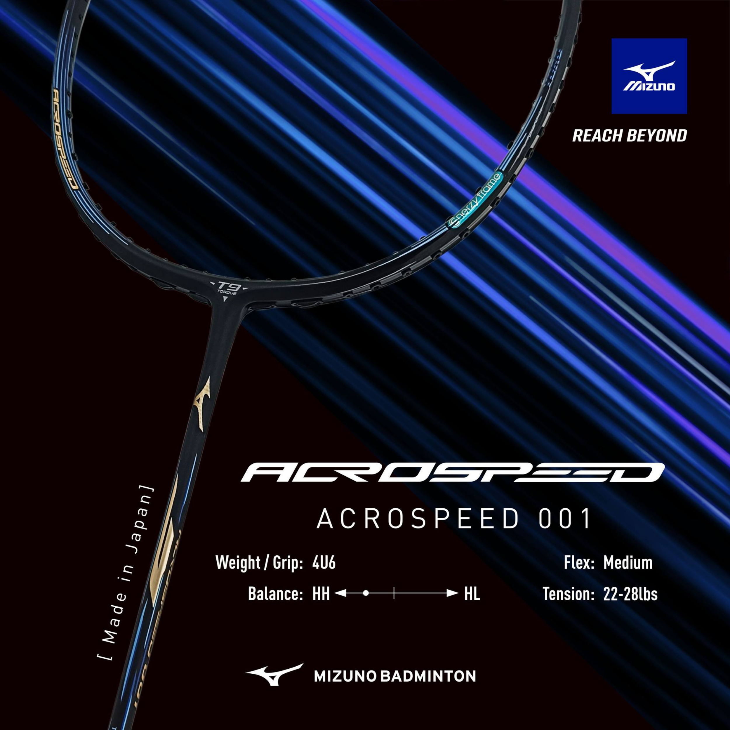 Mizuno Acrospeed 001 SEA Badminton Racket - Black / Gradient Blue