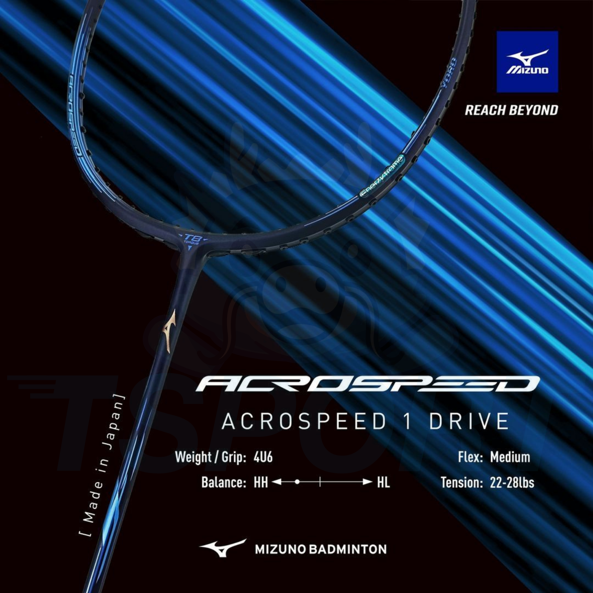 Mizuno Acrospeed 1 Drive Badminton Racket - Blue