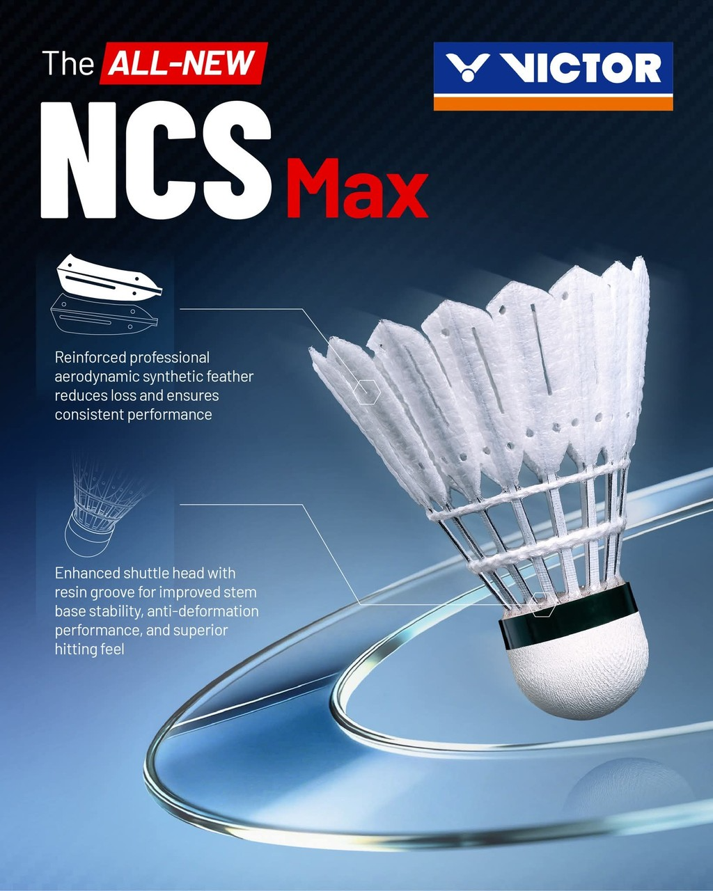 Volants synthétiques Victor New CarbonSonic NCS Max - 1 tube de 12 pièces - Volants Victor NCS Max