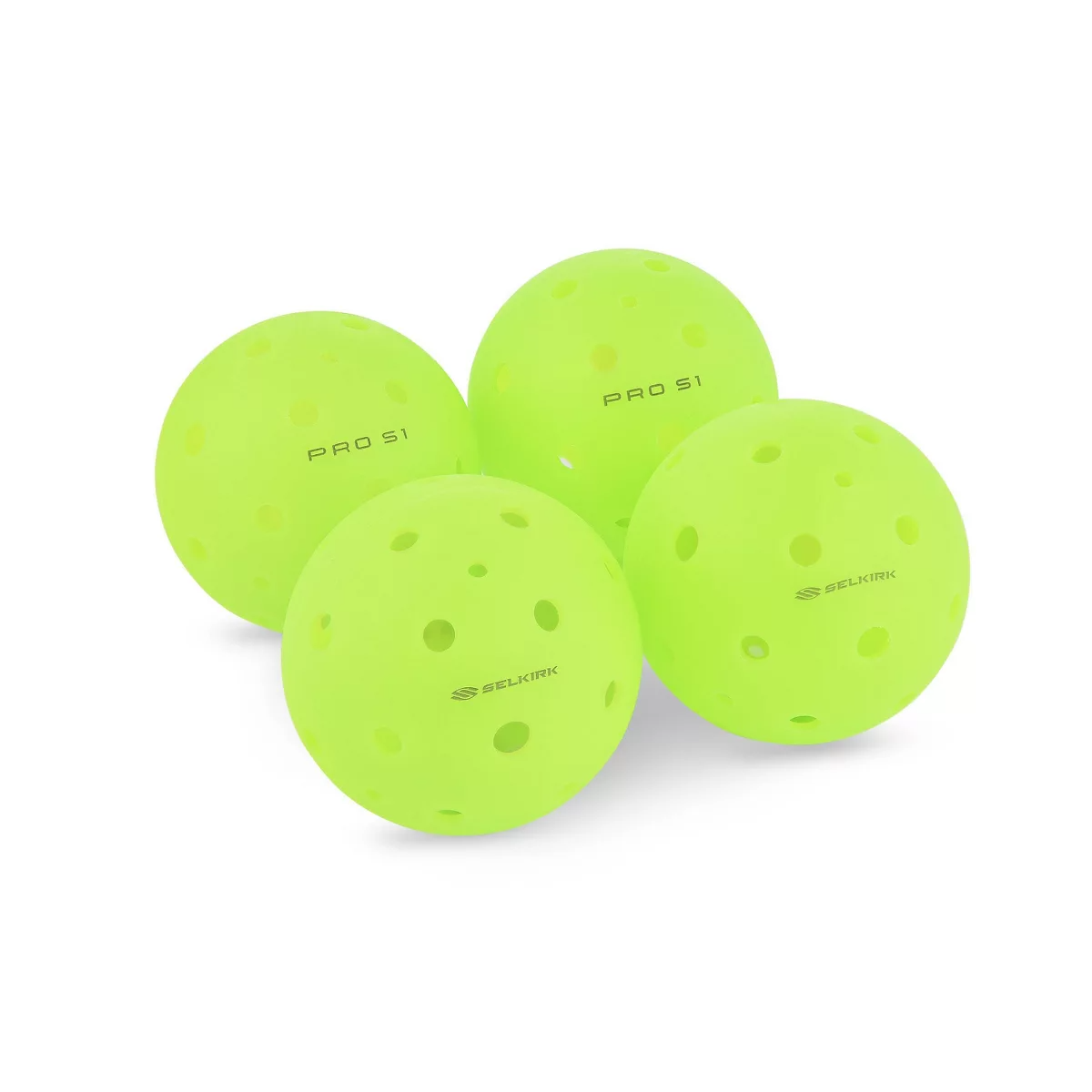 Selkirk Sport Balles de Pickleball Pro S1 4 pièces – Vert fluo