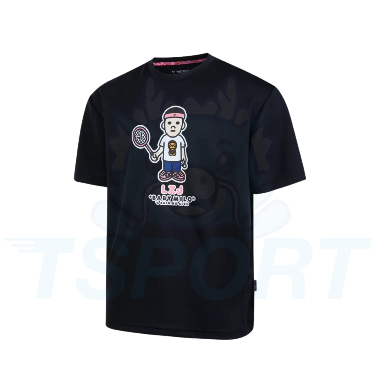 Victor x Lee Zii Jia x Baby Milo Unisex Oversize T-Shirt T-516BM C - Black