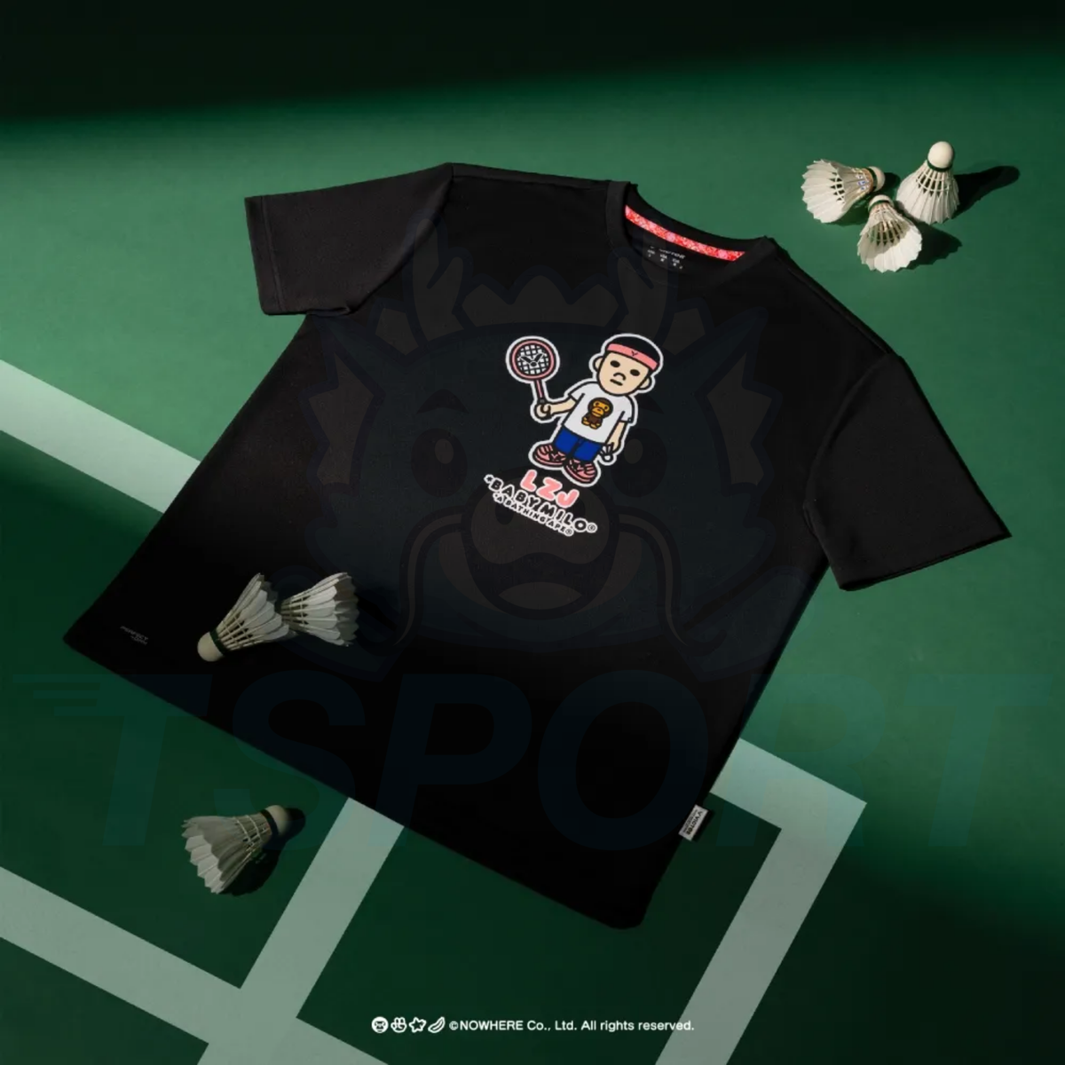Victor x Lee Zii Jia x Baby Milo Unisex Oversize T-Shirt T-516BM C - Black