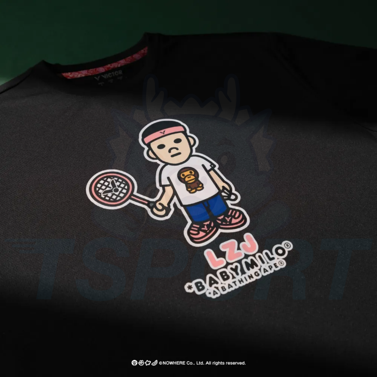 Victor x Lee Zii Jia x Baby Milo Unisex Oversize T-Shirt T-516BM C - Black