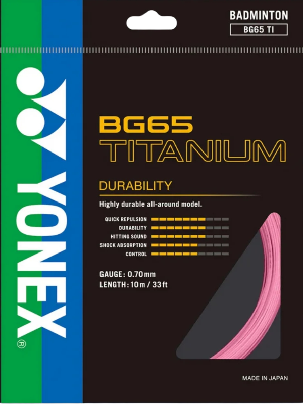 Cordage de Badminton Yonex BG65 TITANIUM - Pack de 10m