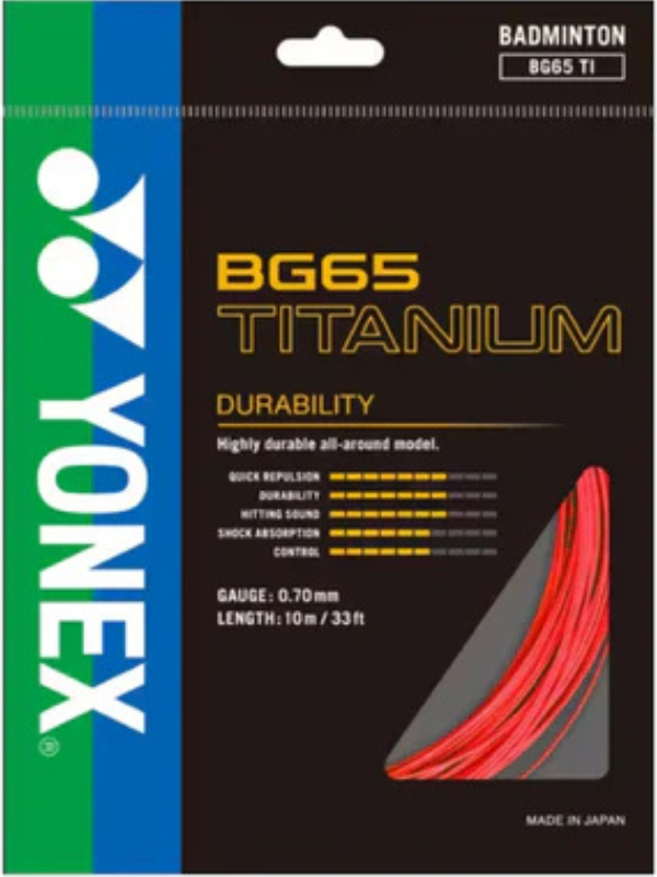 Cordage de Badminton Yonex BG65 TITANIUM - Pack de 10m
