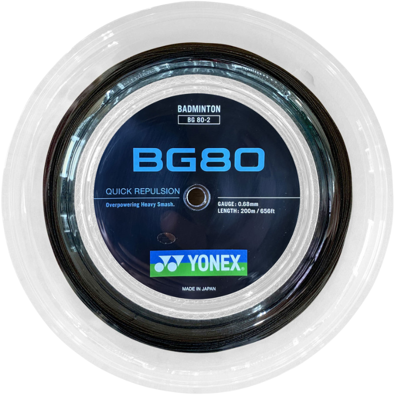 Cordage Yonex BG80 pour raquette de badminton - Bobine de 200 m