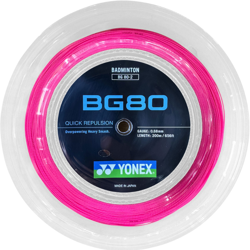 Cordage Yonex BG80 pour raquette de badminton - Bobine de 200 m