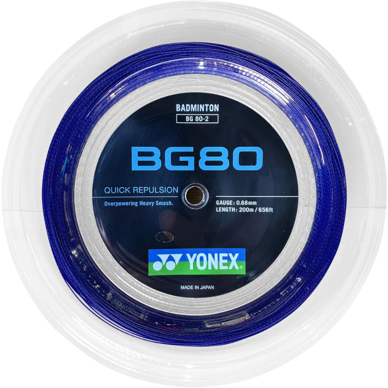 Cordage Yonex BG80 pour raquette de badminton - Bobine de 200 m