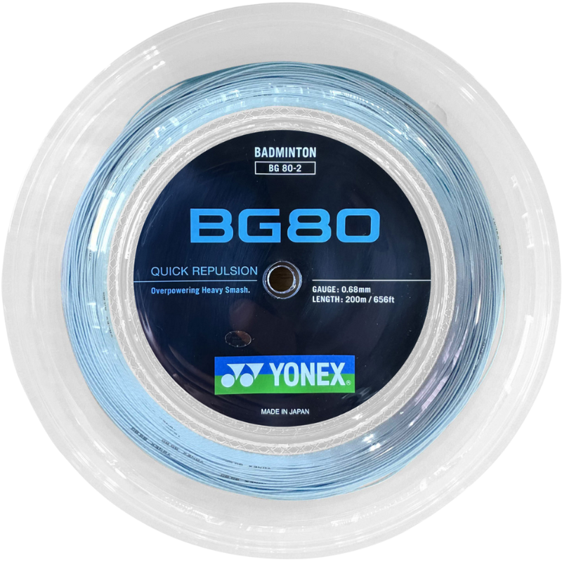 Cordage Yonex BG80 pour raquette de badminton - Bobine de 200 m