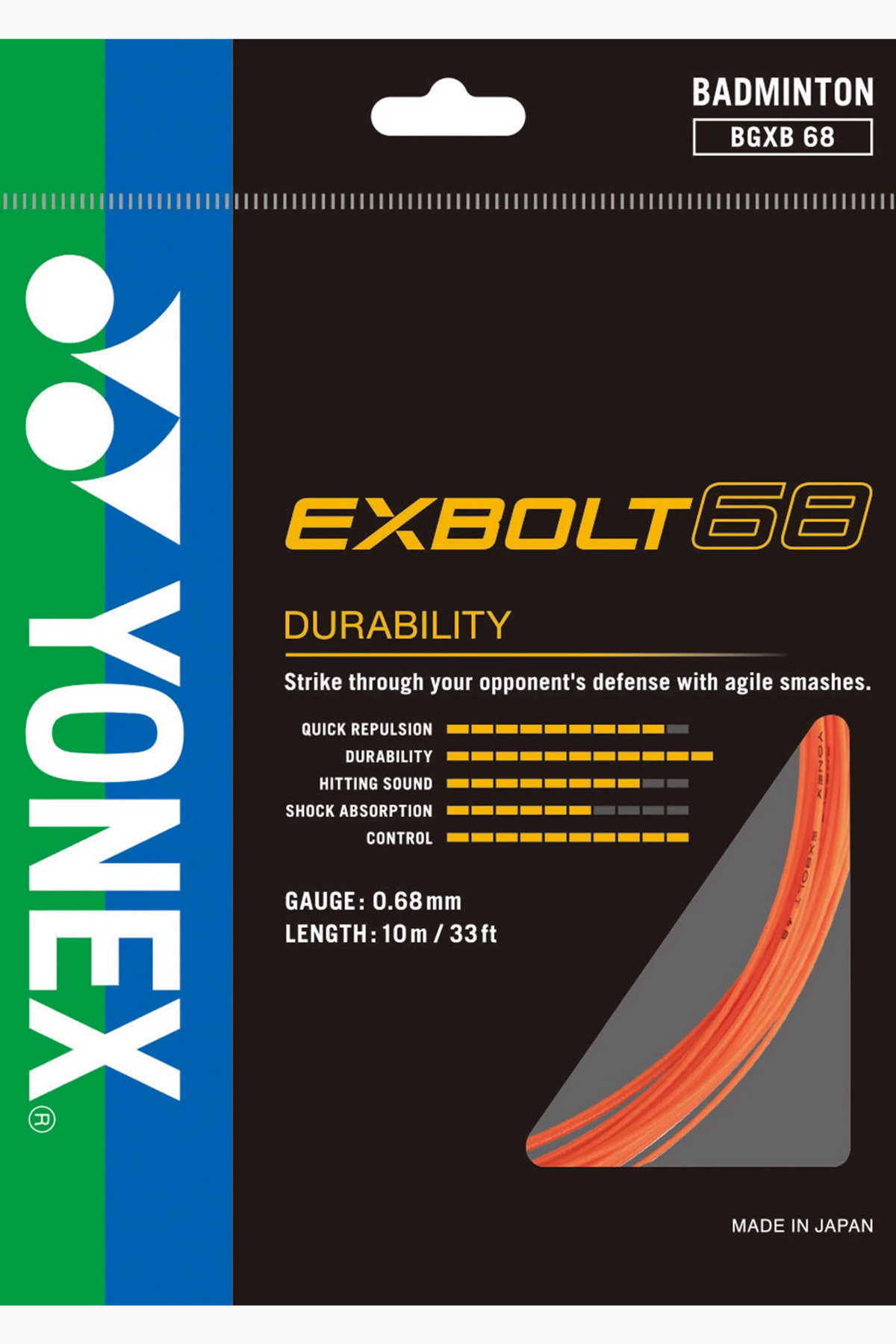 Yonex EXBOLT 68 Badminton String - 10m Pack