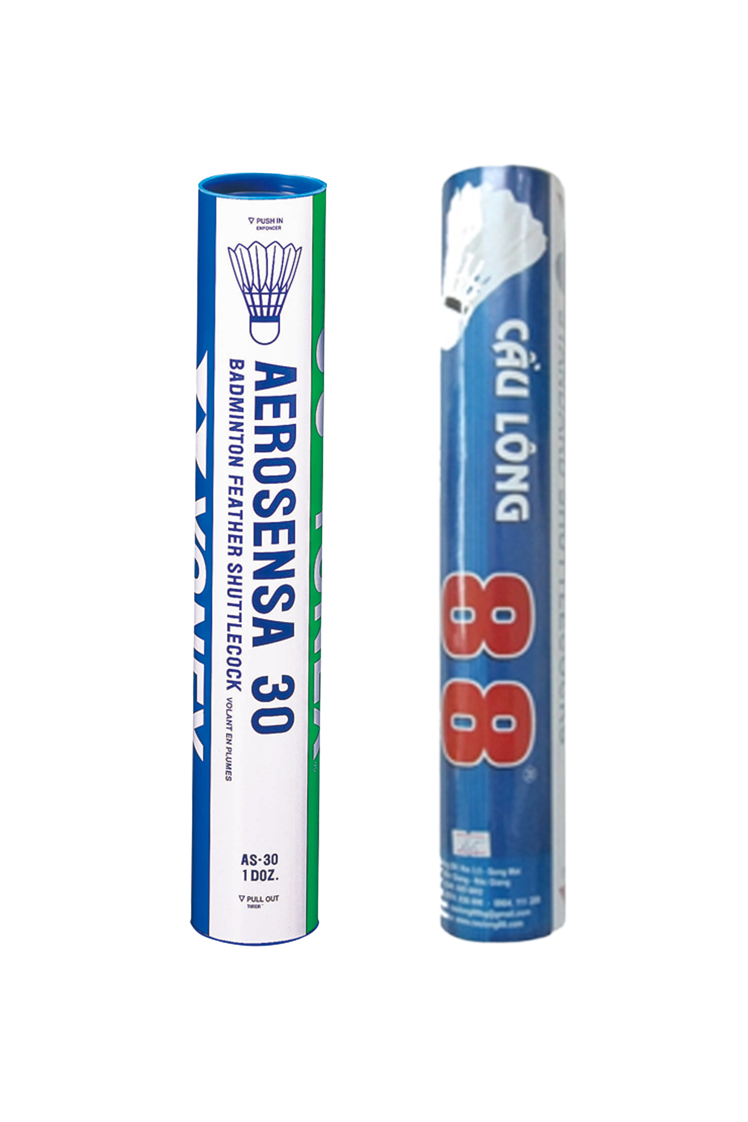[COMBO] Yonex Aerosensa 30 (10 Tubes) + 88 Feather Shuttlecocks (10 Tubes) – Tournament Grade – 20 Tubes Total