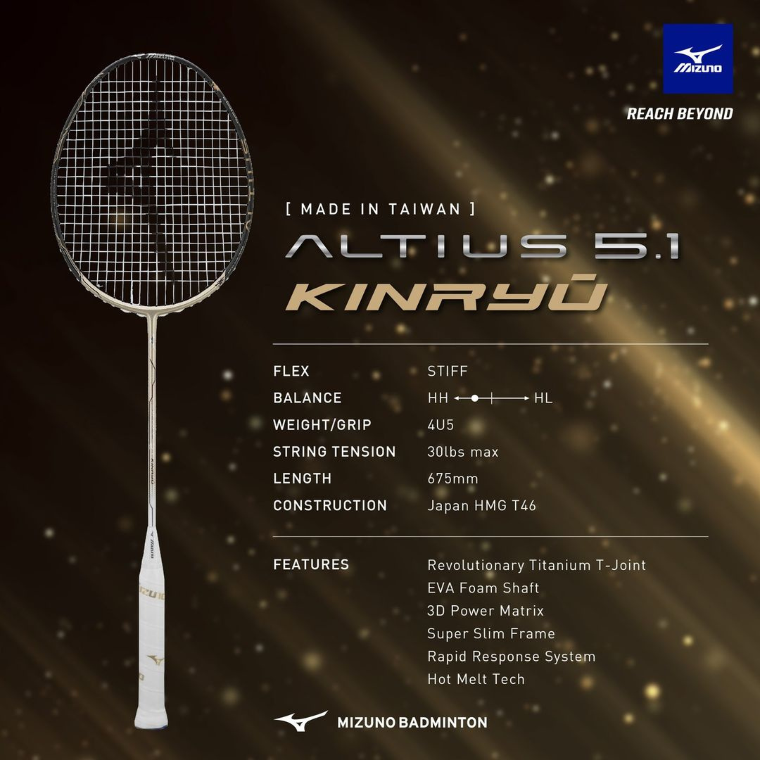 Mizuno Altius 5.1 Kinryu Badminton Racket