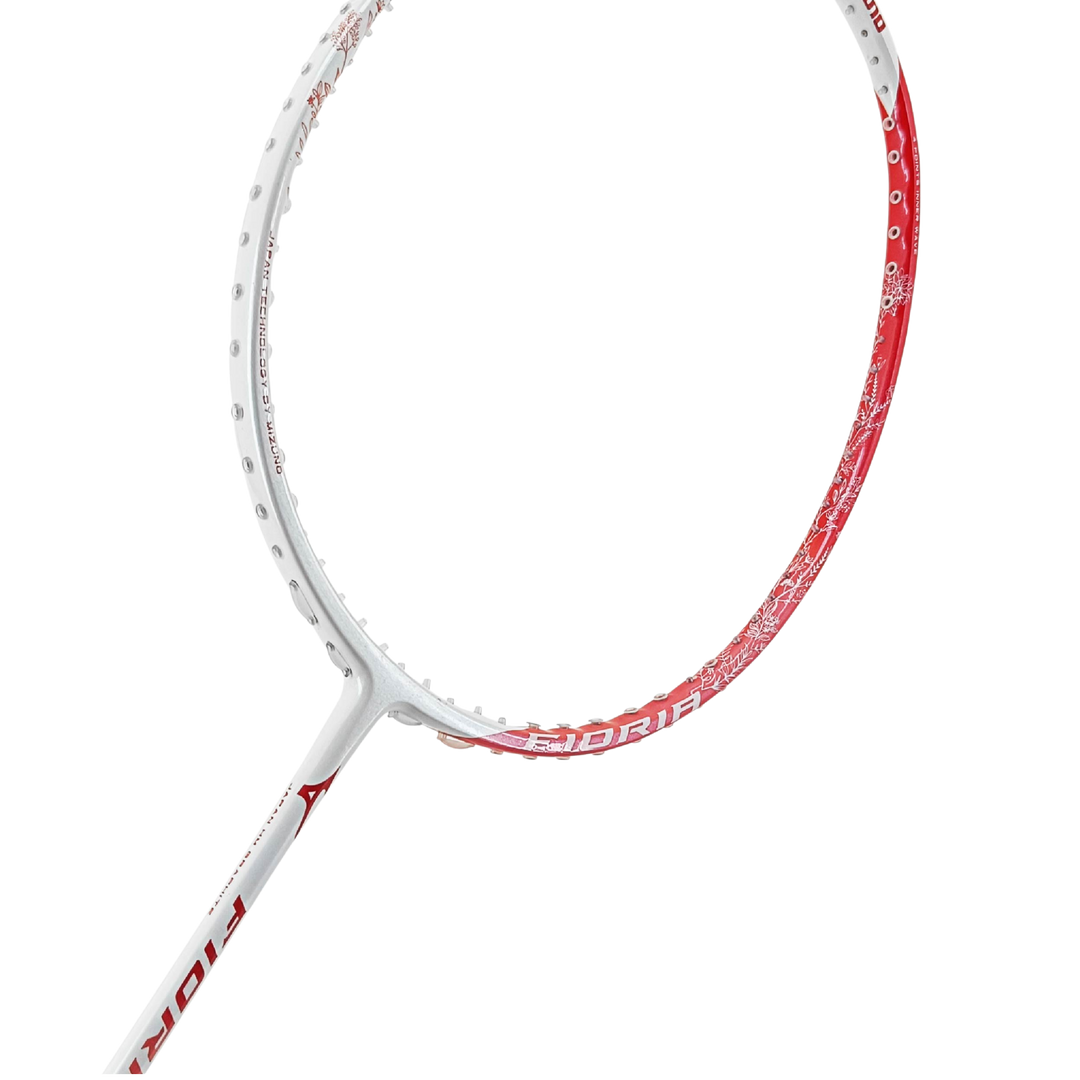 Mizuno Fioria Lite Badminton Racket - Pearl White/Glory Coral