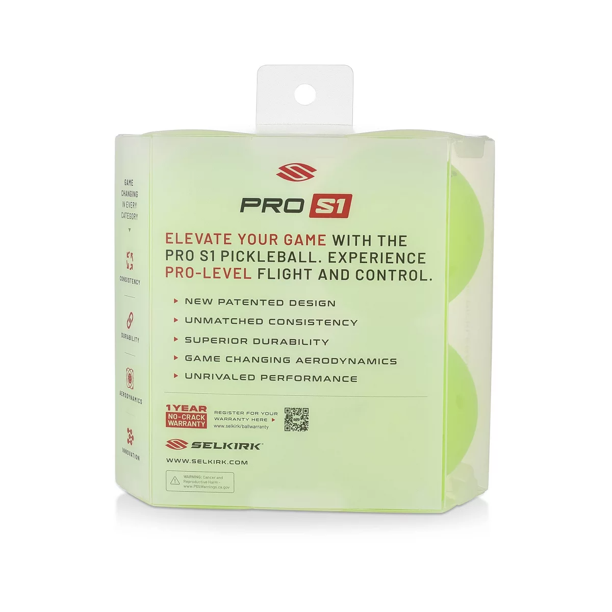 Selkirk Sport Pro S1 Pickleballs 4pc - Neon Green
