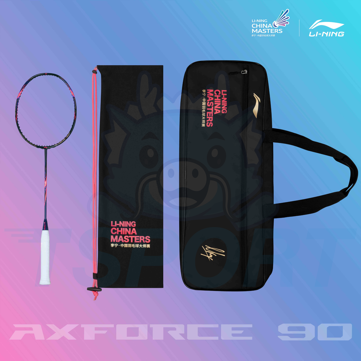 Li-Ning x Loh Kean Yew x China Master 2026 Axforce 90 Limited Badminton Racket - Dark Purple Blue / Fluorescent Begonia Red