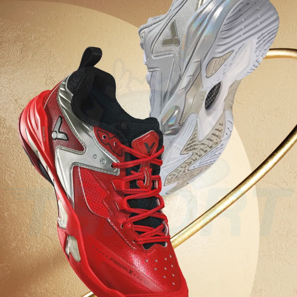 Victor P9200cX-DX Badminton Shoes - High Rish Red / Light Gold