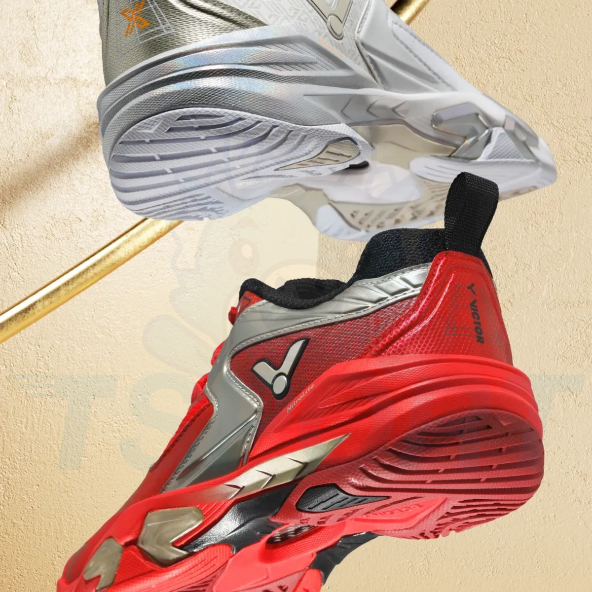 Victor P9200cX-DX Badminton Shoes - High Rish Red / Light Gold