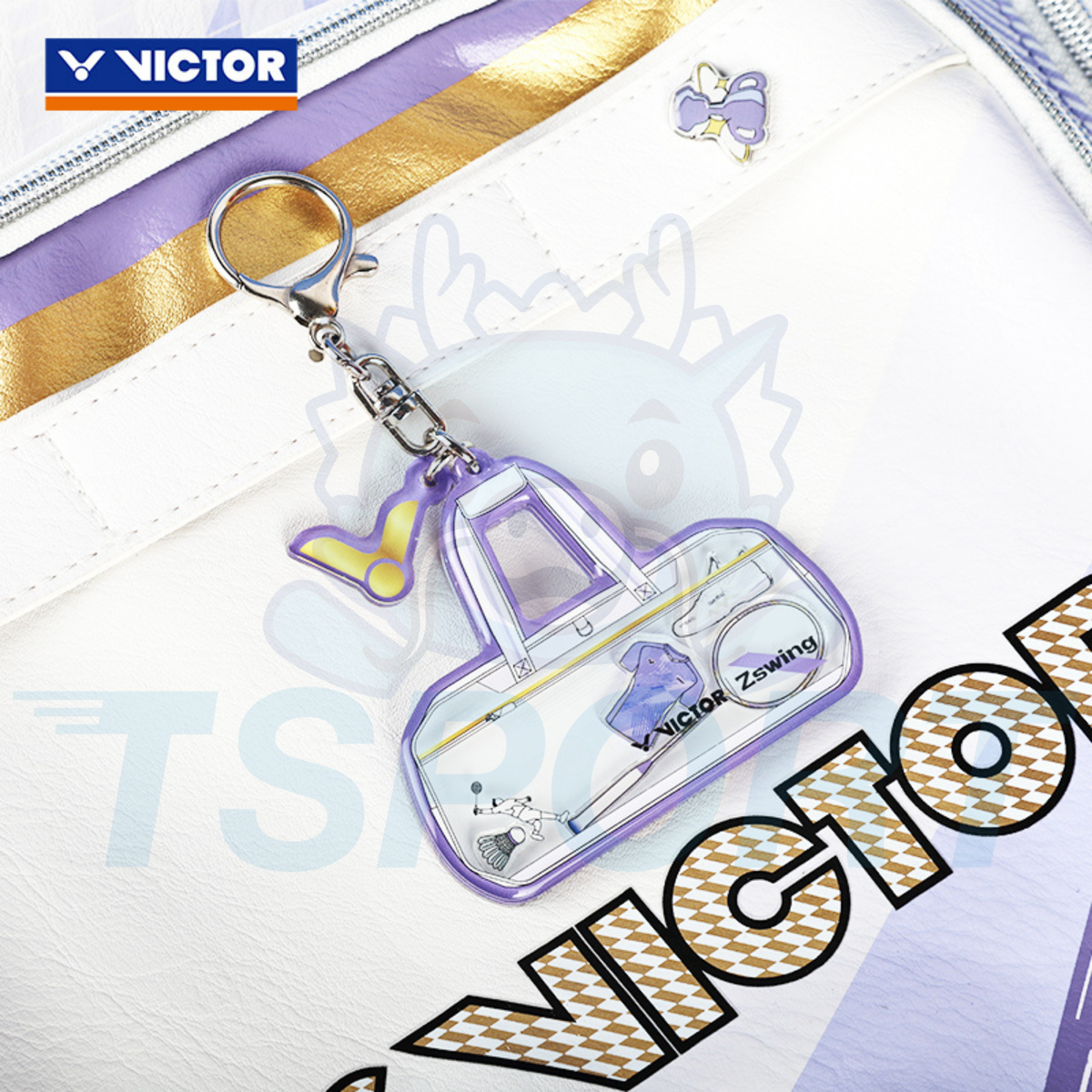 Victor x Zheng Si Wei Collection 2.0 Badminton Bag Charm PG6039ZSW - White / Pastel Lilac