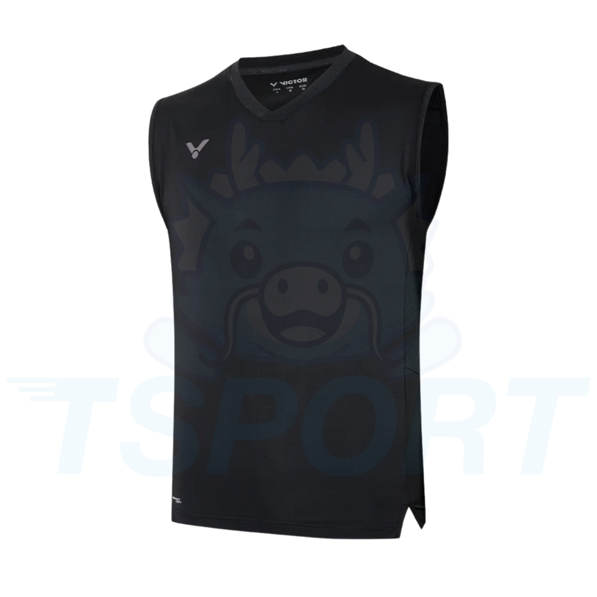 Victor Knitted Sleeveless Unisex T-Shirt T-65009 C - Black