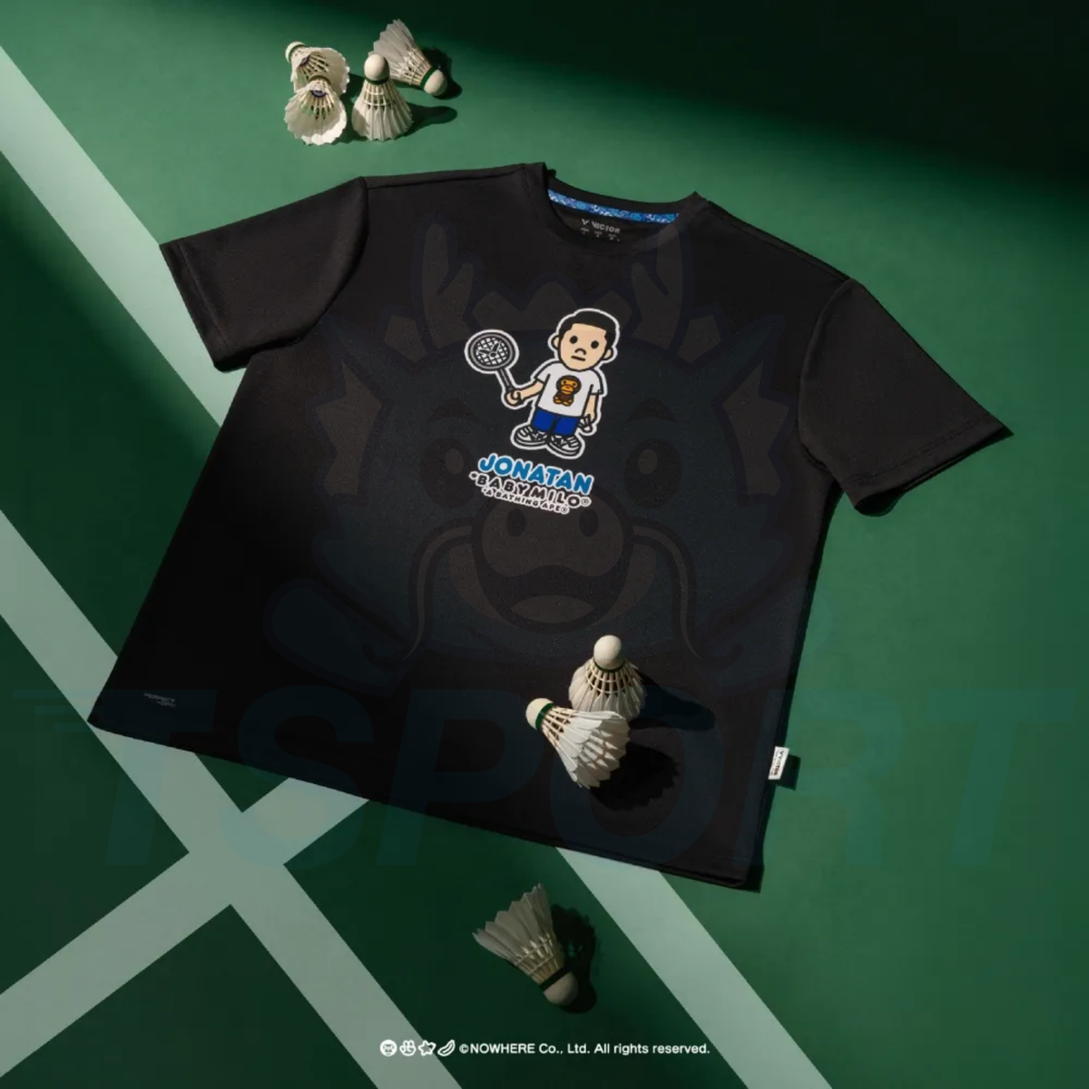 Victor x Jonatan Christie x Baby Milo Unisex Oversize T-Shirt T-515BM C - Black
