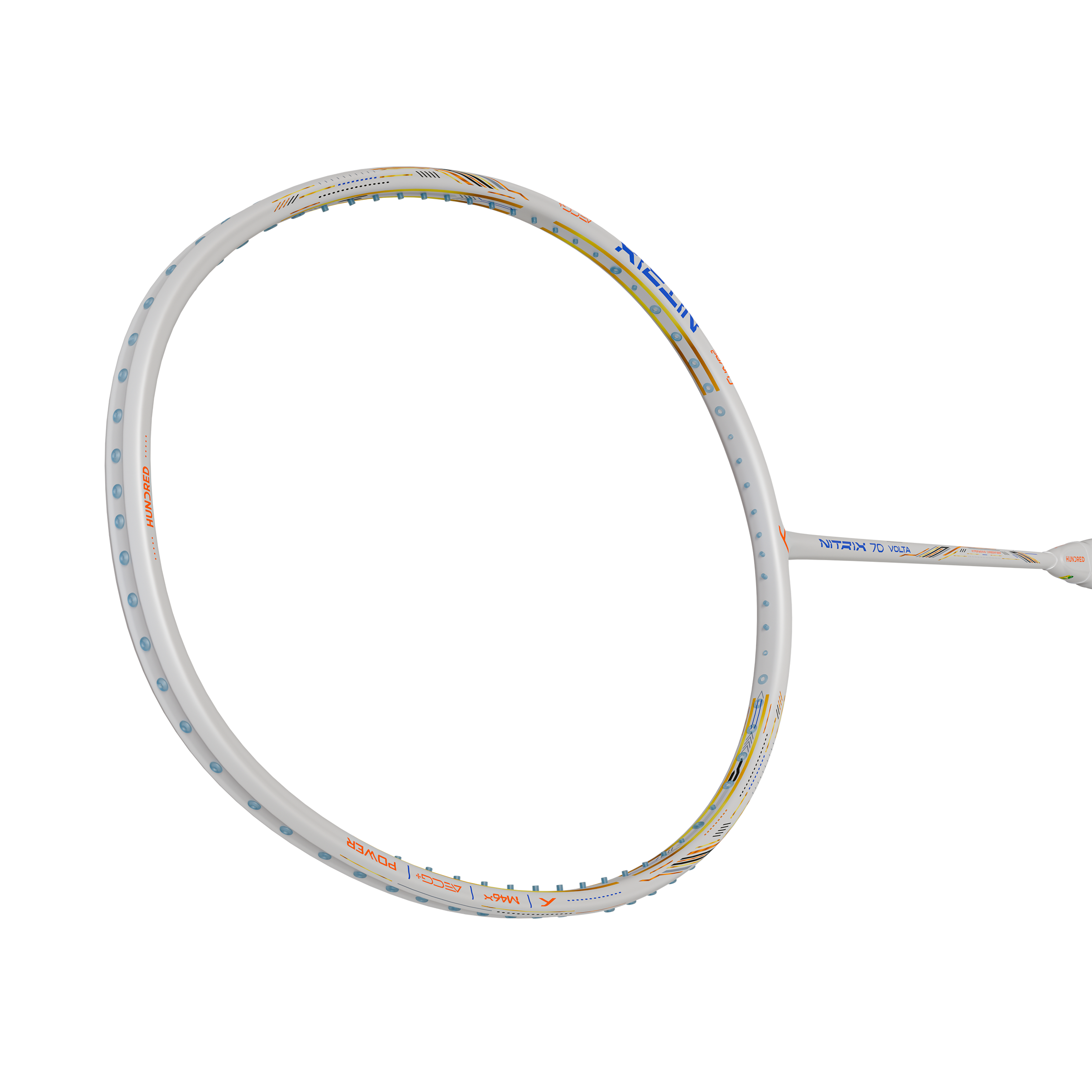 Hundred Nitrix 70 Volta (4U) Badminton Racket - White/Copper