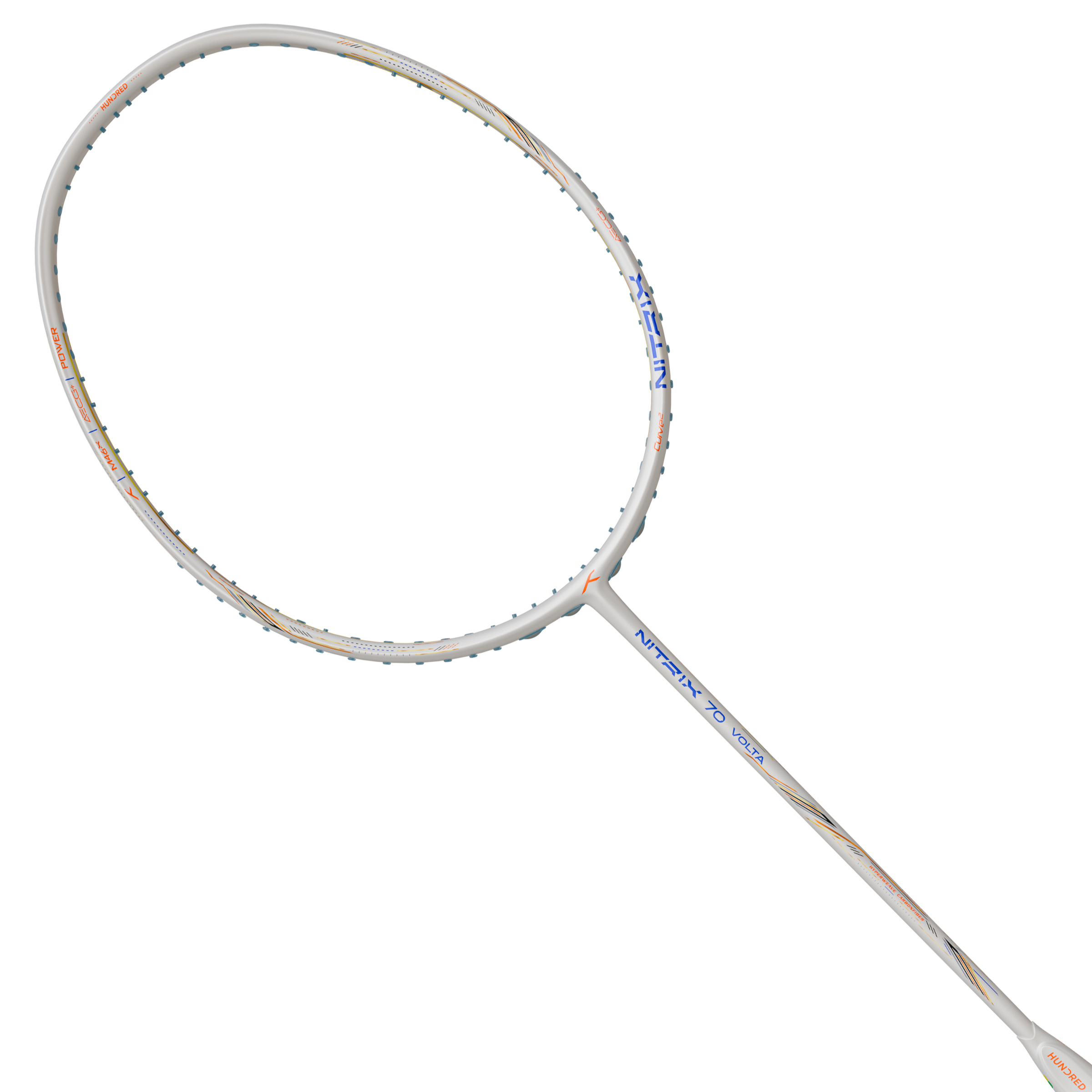 Hundred Nitrix 70 Volta (4U) Badminton Racket - White/Copper